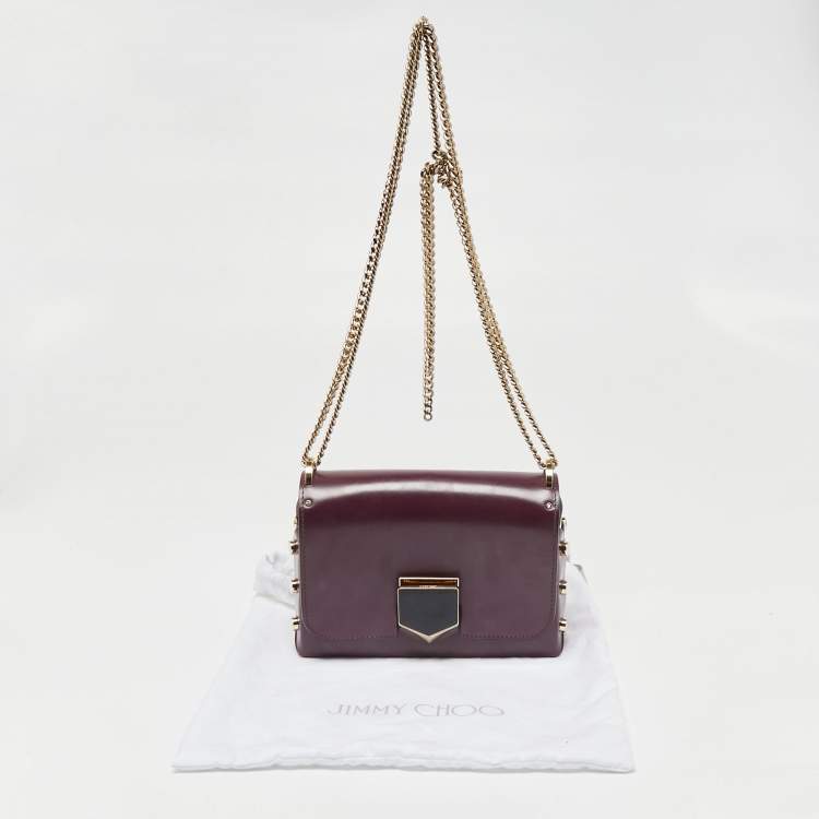 Pre Owned Jimmy Choo Dark Burgundy Leather Lockett Petite Crossbody Bag
