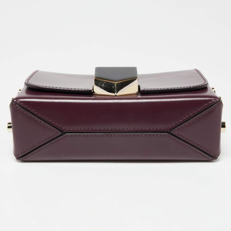 Pre Owned Jimmy Choo Dark Burgundy Leather Lockett Petite Crossbody Bag