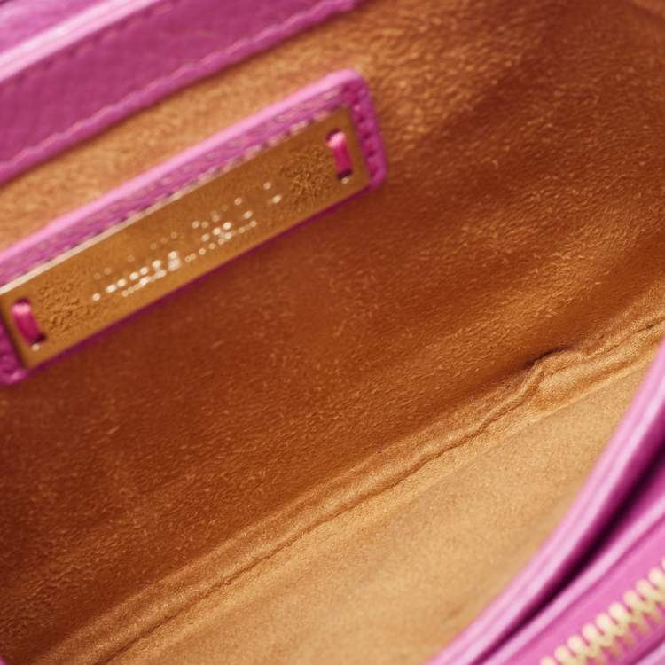 Pre Owned Jimmy Choo Pink Leather Shadow Chain Shoulder Bag