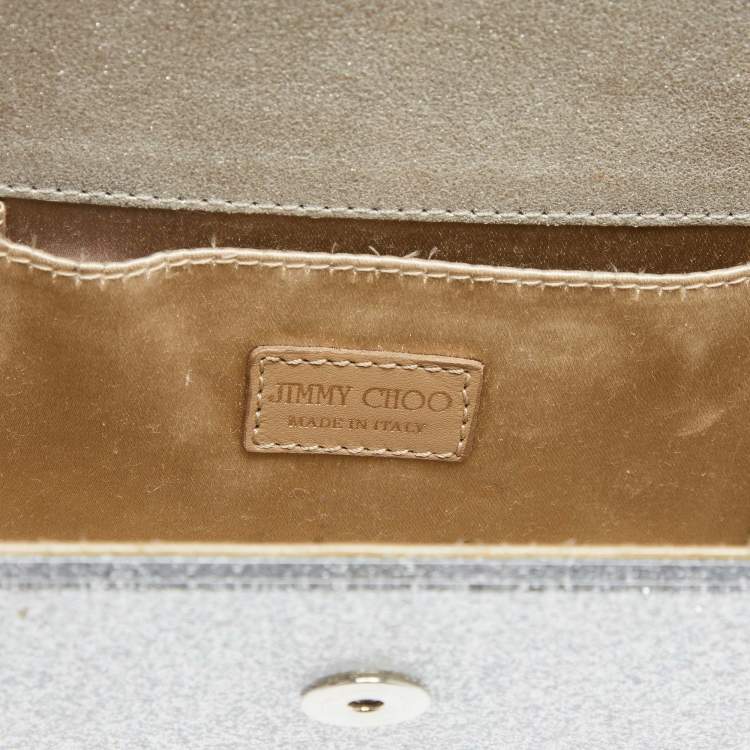 Pre Owned Jimmy Choo Silver Glitter Acrylic Candy Chain Clutch
