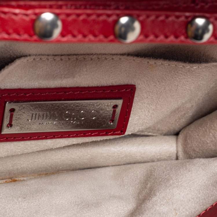 Pre Owned Jimmy Choo Red Leather Rebel Crossbody Bag