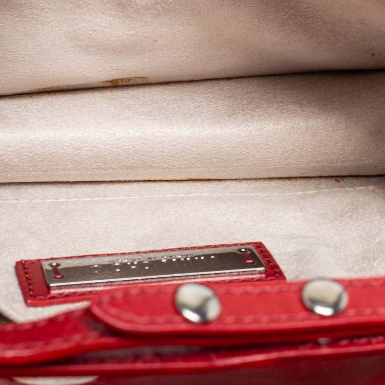 Pre Owned Jimmy Choo Red Leather Rebel Crossbody Bag