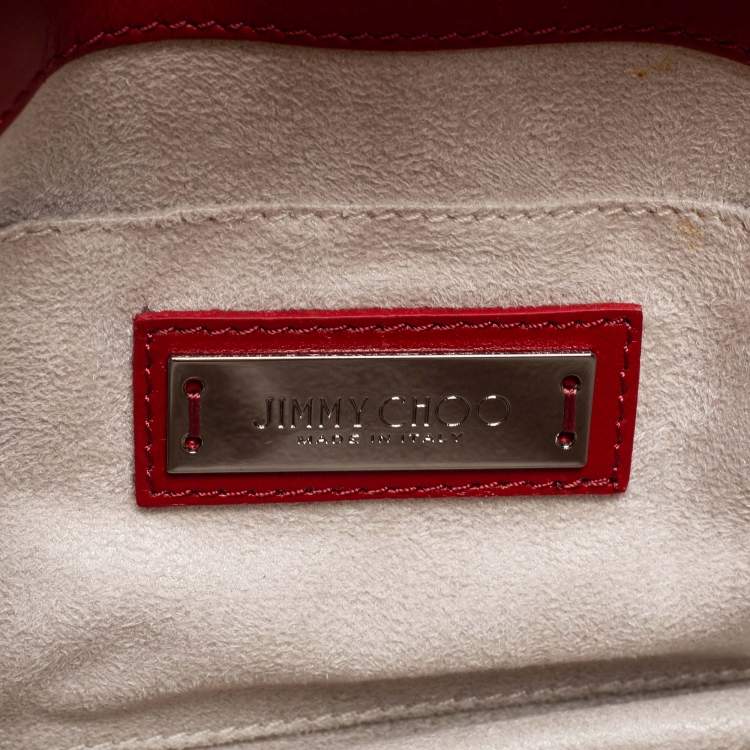 Pre Owned Jimmy Choo Red Leather Rebel Crossbody Bag