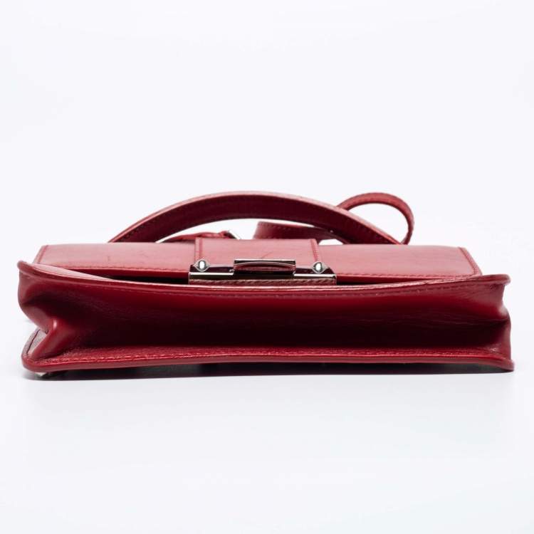 Pre Owned Jimmy Choo Red Leather Rebel Crossbody Bag
