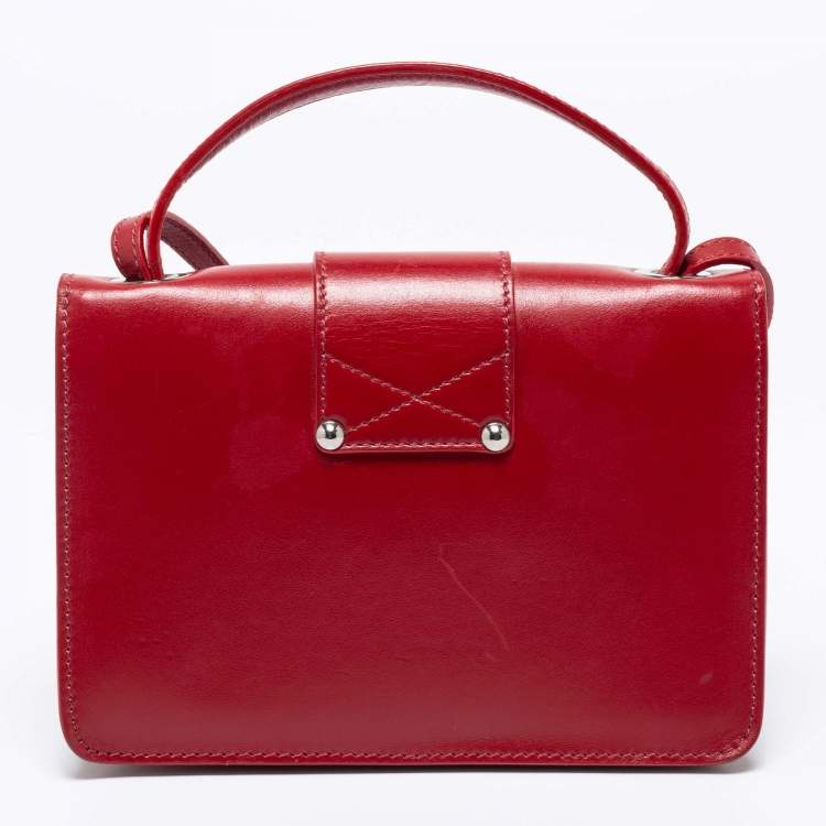 Pre Owned Jimmy Choo Red Leather Rebel Crossbody Bag