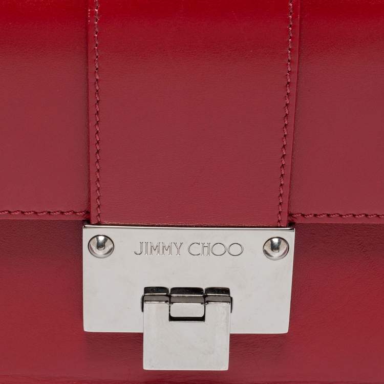 Pre Owned Jimmy Choo Red Leather Rebel Crossbody Bag