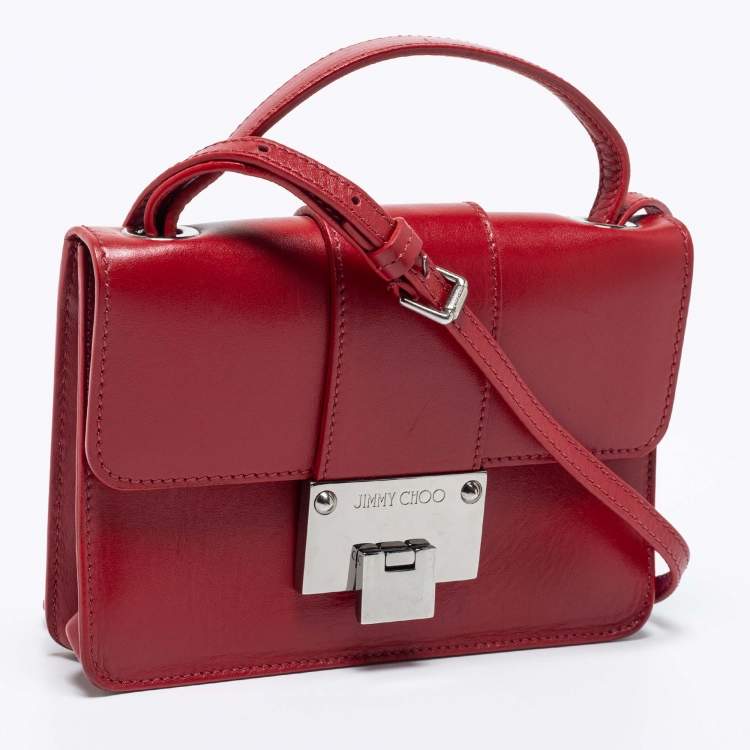 Pre Owned Jimmy Choo Red Leather Rebel Crossbody Bag