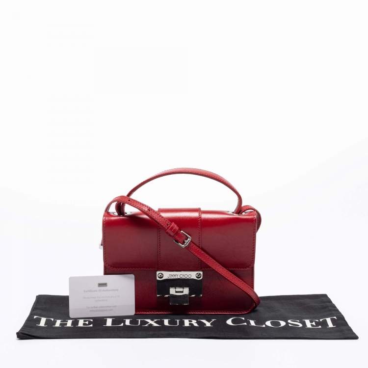 Pre Owned Jimmy Choo Red Leather Rebel Crossbody Bag