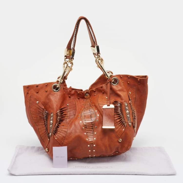 Pre Owned Jimmy Choo Brown Python Embossed And Leather Lohla Jane Hobo