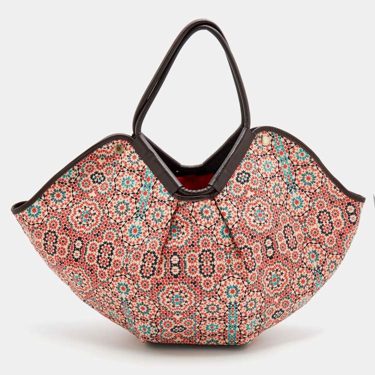 Pre Owned Jimmy Choo Multicolor Printed Canvas And Leather Trimmed Shopper Tote