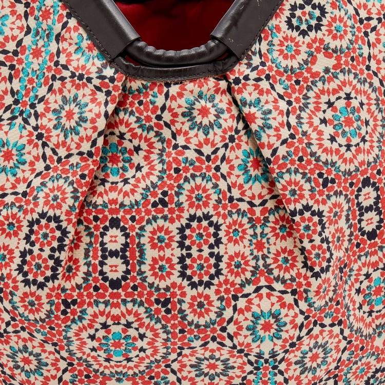 Pre Owned Jimmy Choo Multicolor Printed Canvas And Leather Trimmed Shopper Tote