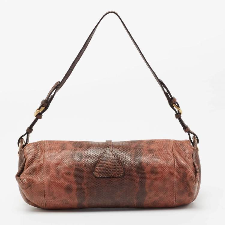 مملوكة مسبقًا Jimmy Choo Brown Karung Leather Tulita Pochette Bag