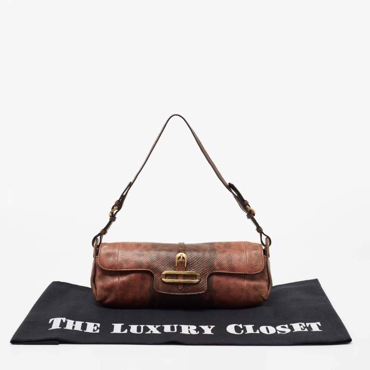 مملوكة مسبقًا Jimmy Choo Brown Karung Leather Tulita Pochette Bag