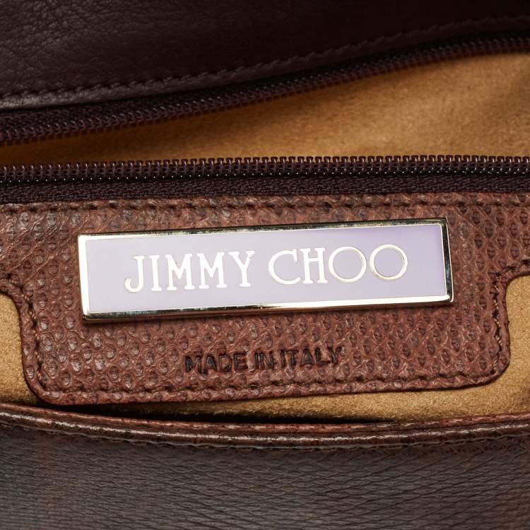 مملوكة مسبقًا Jimmy Choo Brown Karung Leather Tulita Pochette Bag