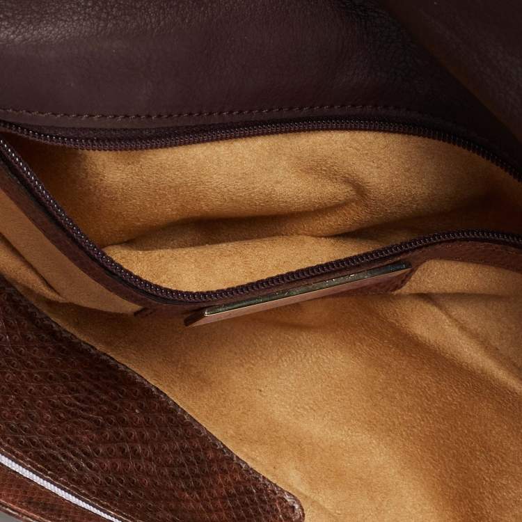 مملوكة مسبقًا Jimmy Choo Brown Karung Leather Tulita Pochette Bag