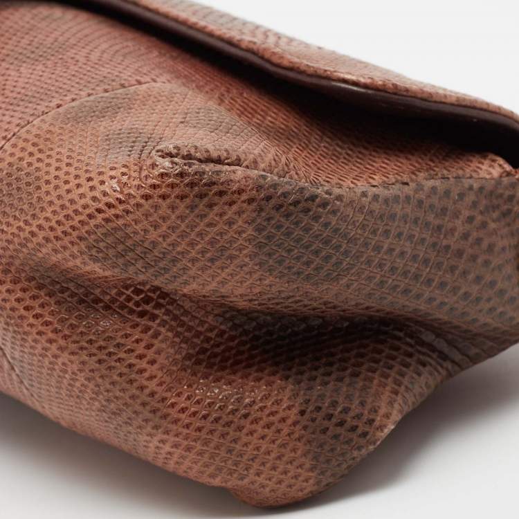 مملوكة مسبقًا Jimmy Choo Brown Karung Leather Tulita Pochette Bag
