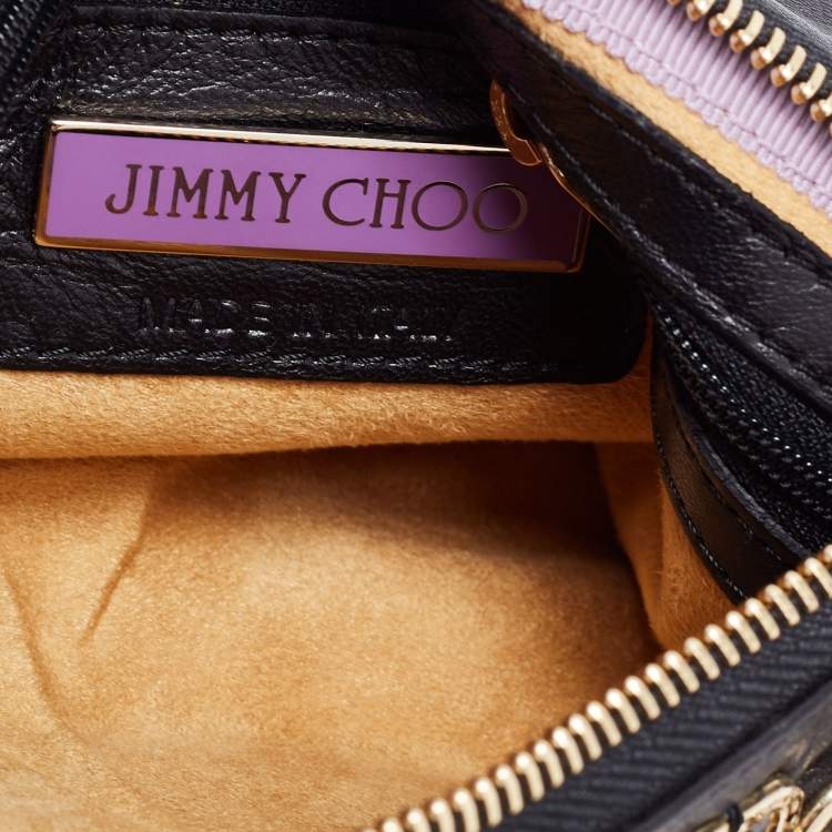 Pre Owned Jimmy Choo Black/Gold Leather and Python Chain Mail Carolina Shoulder Bag