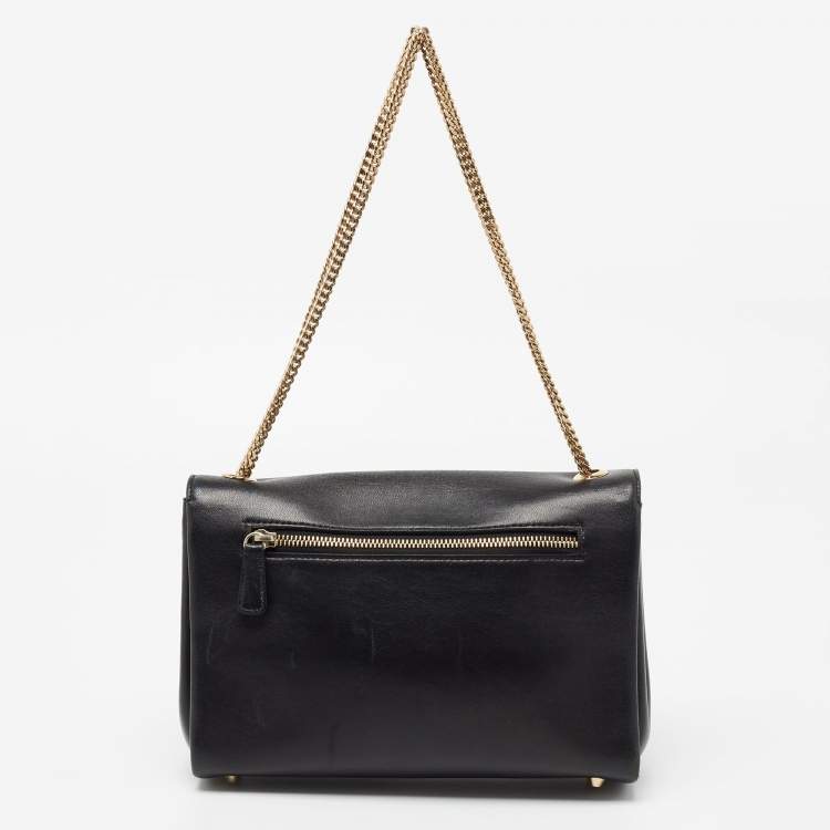Pre Owned Jimmy Choo Black Leather and Snakeskin Alba Shoulder Bag