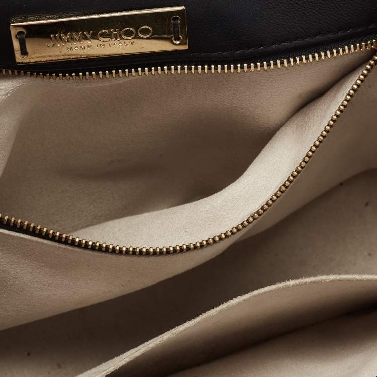 Pre Owned Jimmy Choo Black Leather and Snakeskin Alba Shoulder Bag