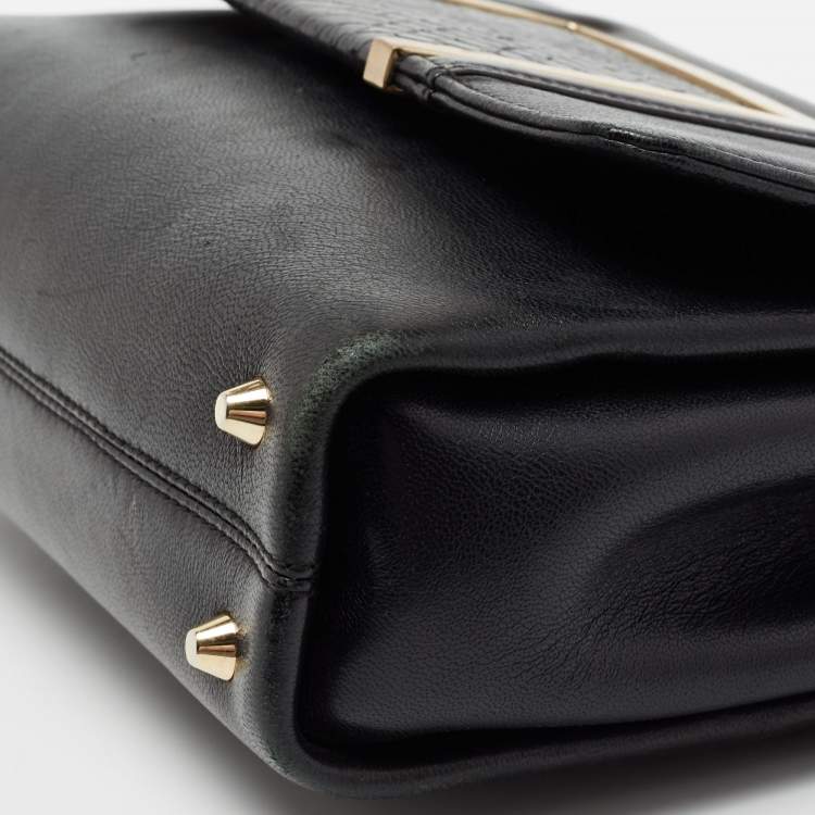 Pre Owned Jimmy Choo Black Leather and Snakeskin Alba Shoulder Bag