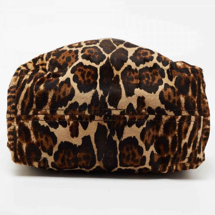 Pre Owned Jimmy Choo Brown/Black Leopard Print Calfhair Medium Saba Hobo