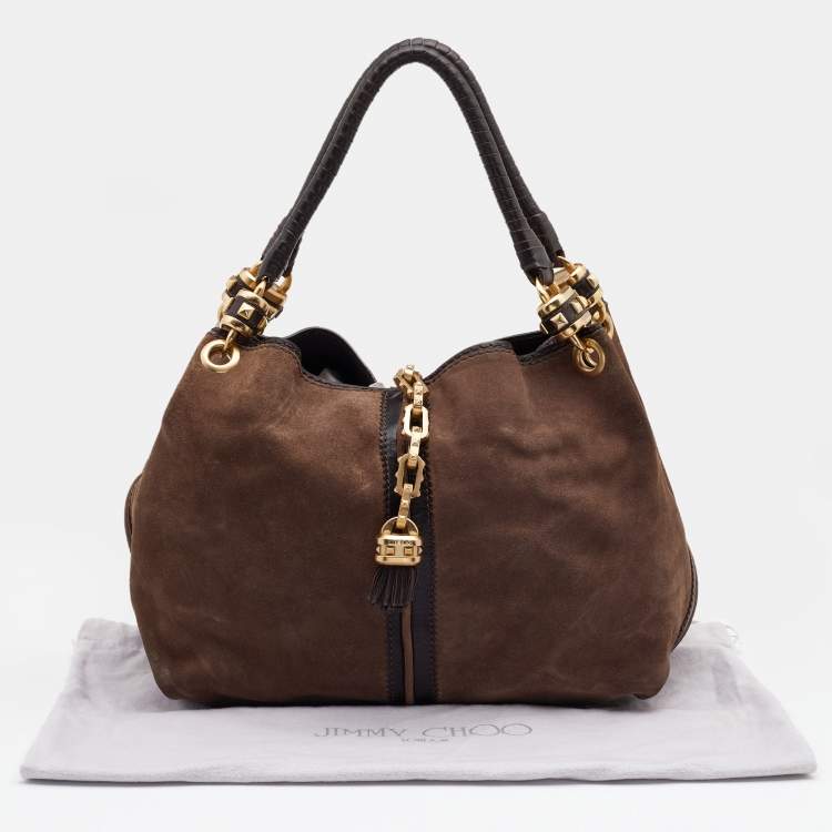 Pre Owned Jimmy Choo Brown Suede and Leather Hobo