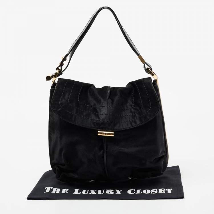 Pre Owned Jimmy Choo Black Calf Hair And Leather Hobo