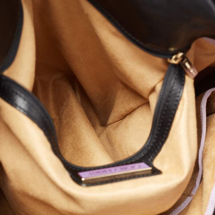Pre Owned Jimmy Choo Black Calf Hair And Leather Hobo