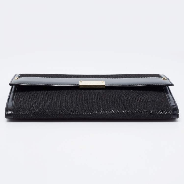 Pre Owned Jimmy Choo Black Leather and Glitter Reese Clutch