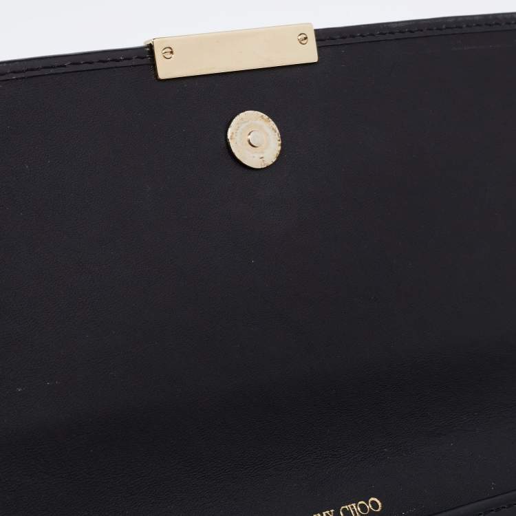 Pre Owned Jimmy Choo Black Leather and Glitter Reese Clutch