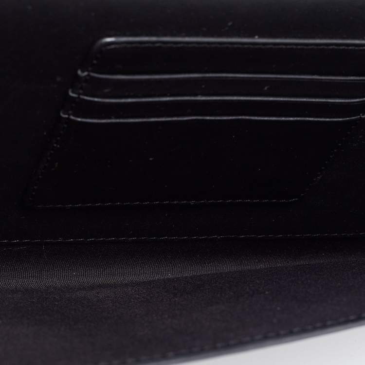 Pre Owned Jimmy Choo Black Leather and Glitter Reese Clutch