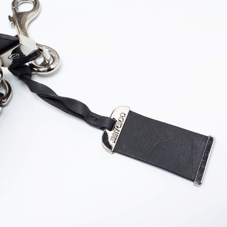 Pre Owned Jimmy Choo Black Embellished Leather And Snake Lohla Grommet Hobo
