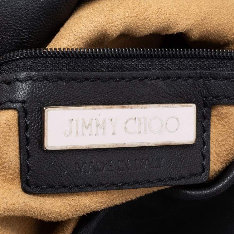 Pre Owned Jimmy Choo Black Embellished Leather And Snake Lohla Grommet Hobo