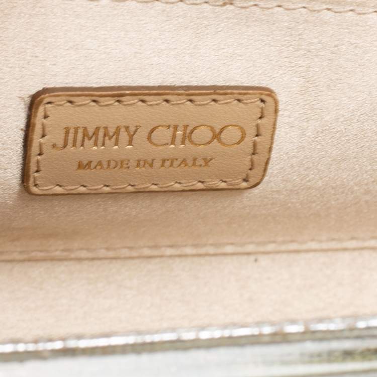 Pre Owned Jimmy Choo Metallic Silver Glitter Acrylic Sweetie Chain Clutch