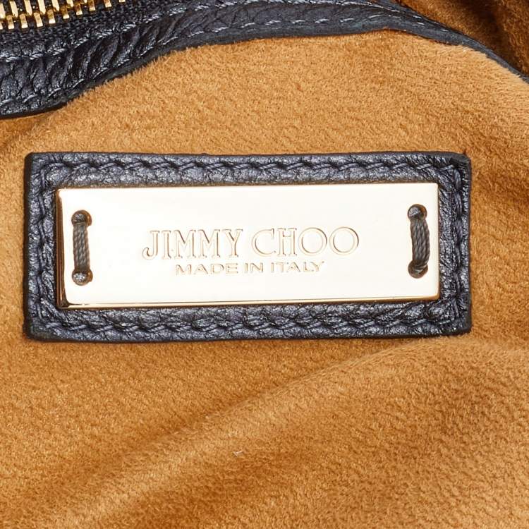 Pre Owned Jimmy Choo Dark Grey Leather and Snakeskin Trim Sky Hobo
