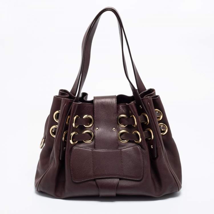 Pre Owned Jimmy Choo Dark Brown Leather Ramona Shoulder Bag