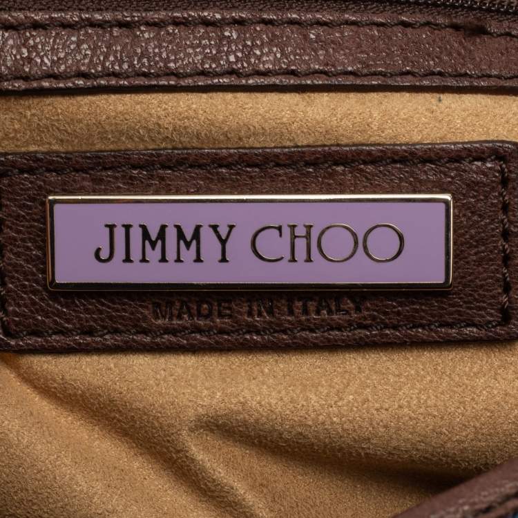 Pre Owned Jimmy Choo Blue/Brown Denim and Leather Tulita Hobo