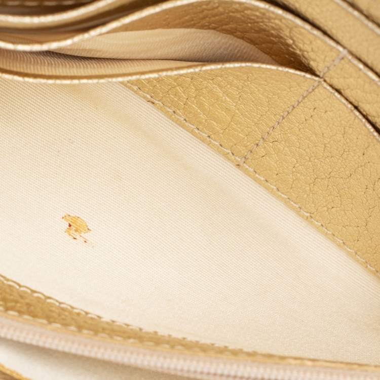 Pre Owned Jimmy Choo Metallic Gold Leather Flap Wallet