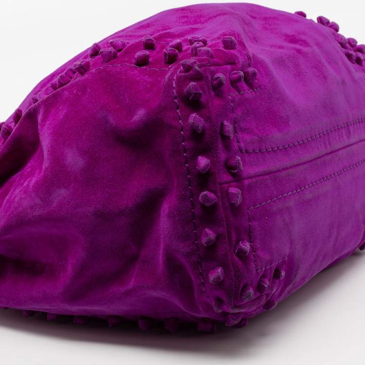 Pre Owned Jimmy Choo Purple Knot Detail Suede Saba Hobo