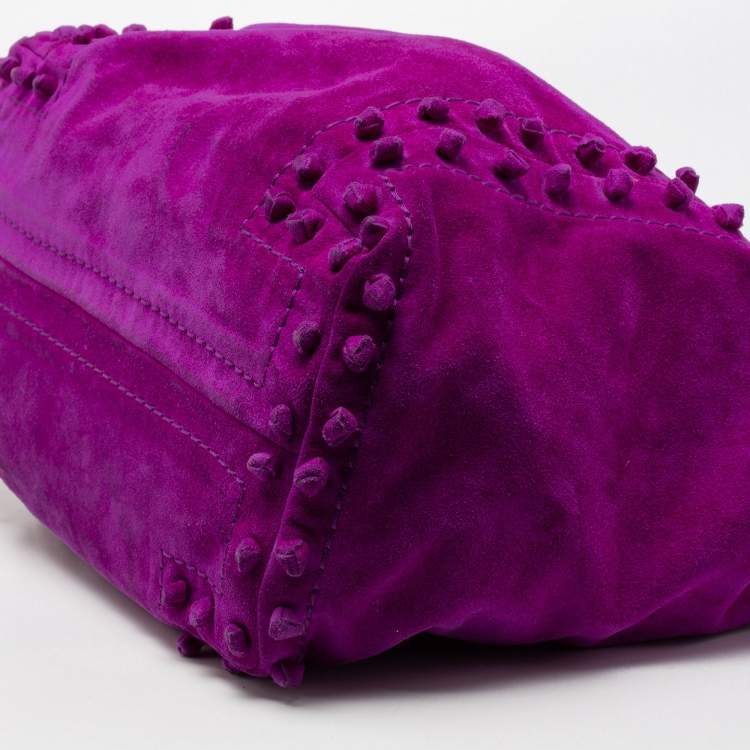 Pre Owned Jimmy Choo Purple Knot Detail Suede Saba Hobo