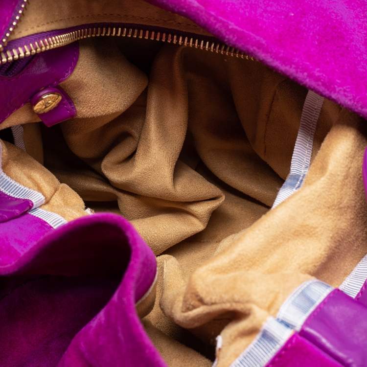 Pre Owned Jimmy Choo Purple Knot Detail Suede Saba Hobo