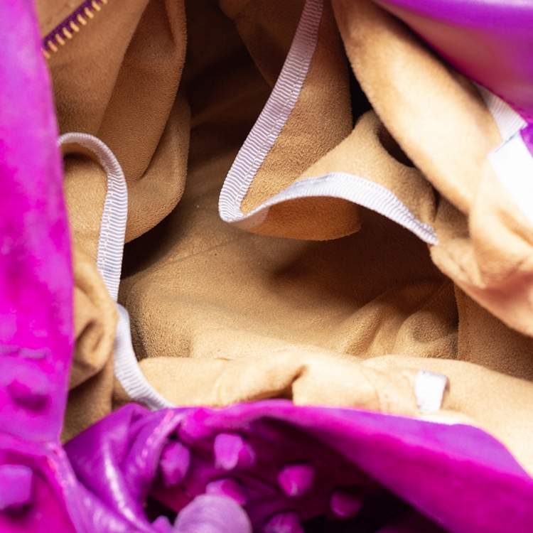 Pre Owned Jimmy Choo Purple Knot Detail Suede Saba Hobo