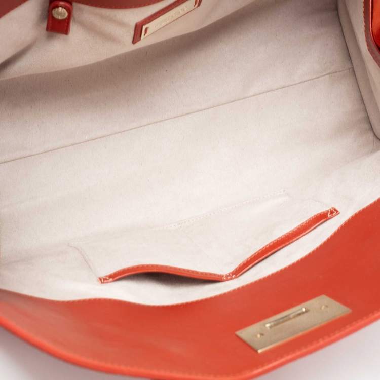 Pre Owned Jimmy Choo Orange Suede And Leather Riley Tote