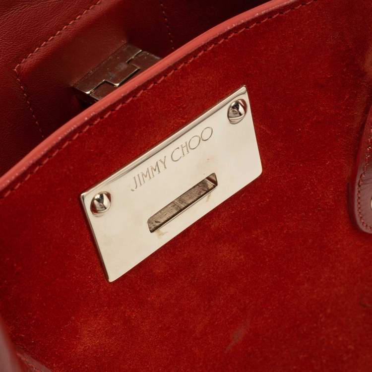 Pre Owned Jimmy Choo Orange Suede And Leather Riley Tote
