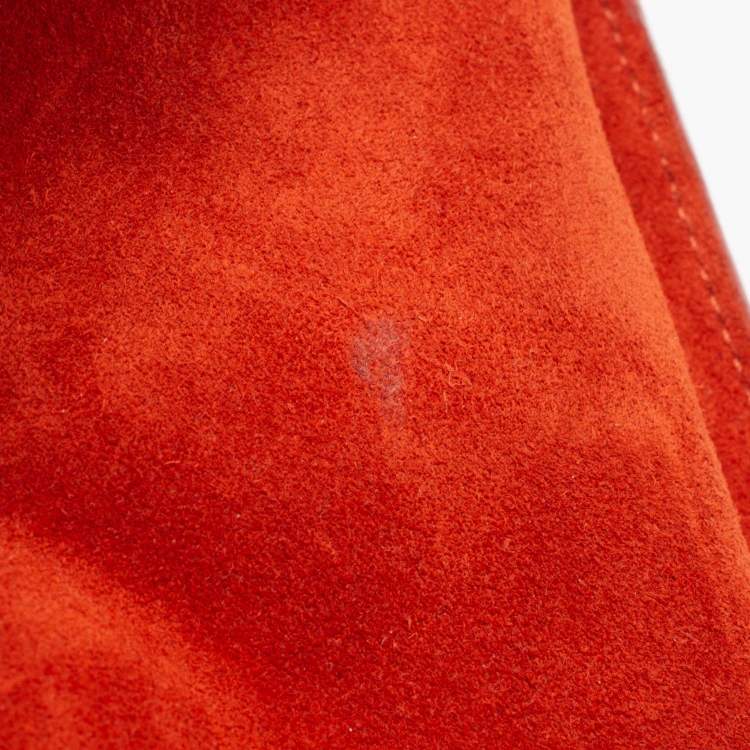 Pre Owned Jimmy Choo Orange Suede And Leather Riley Tote