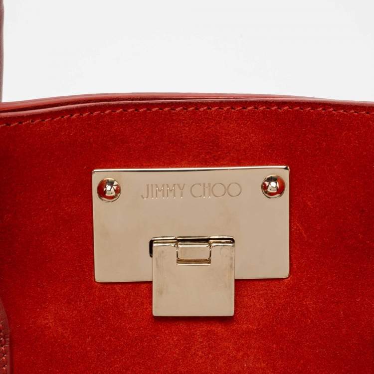 Pre Owned Jimmy Choo Orange Suede And Leather Riley Tote