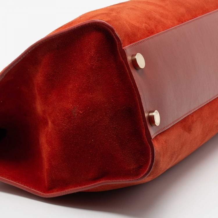 Pre Owned Jimmy Choo Orange Suede And Leather Riley Tote