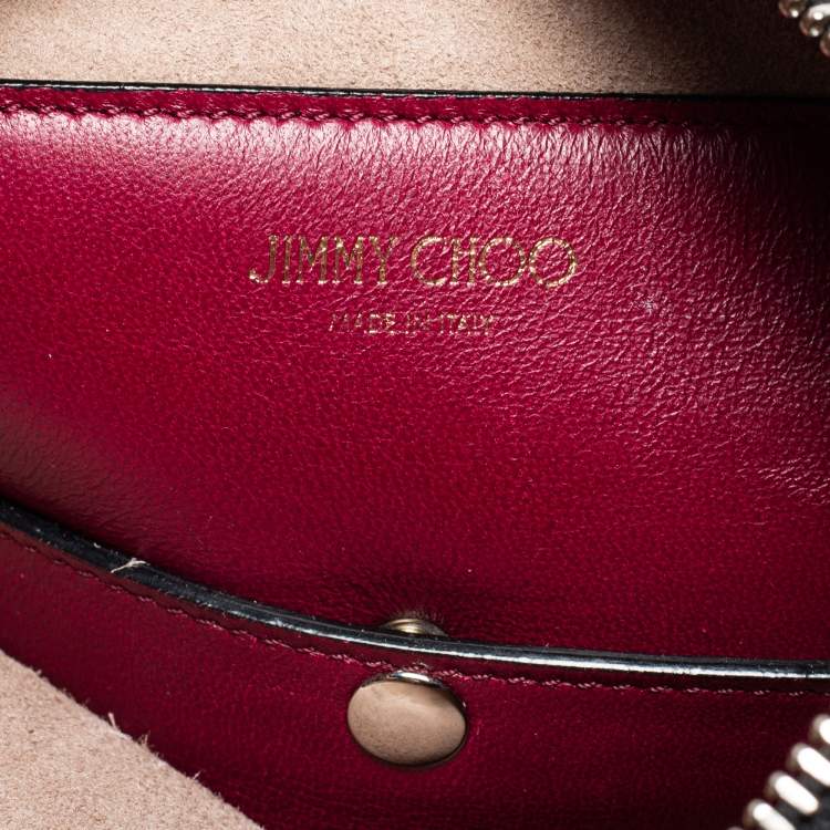 Pre Owned Jimmy Choo Burgundy Leather Raven Chain Shoulder Bag