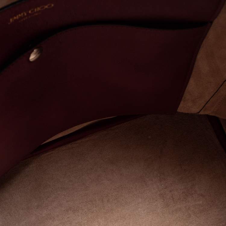 Pre Owned Jimmy Choo Burgundy Leather Raven Chain Shoulder Bag