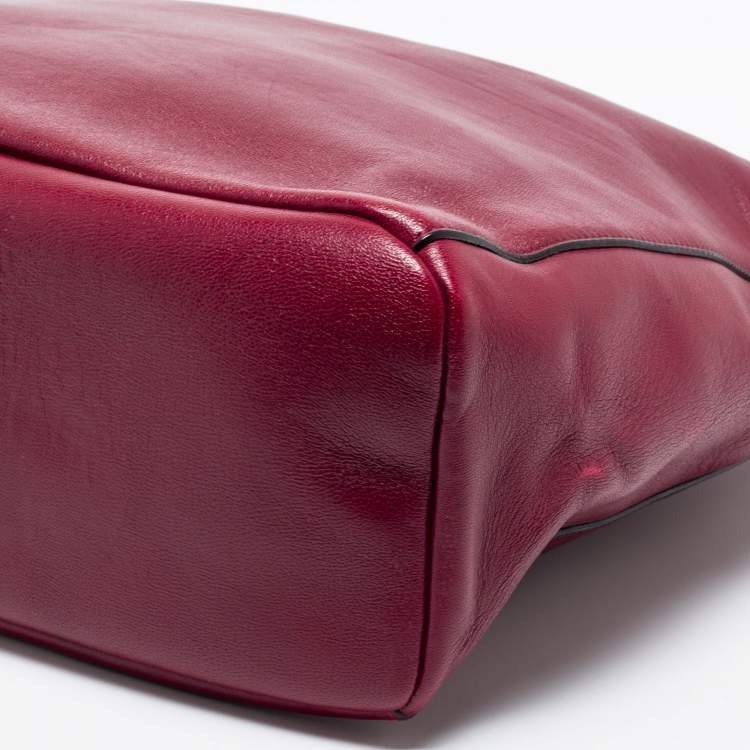 Pre Owned Jimmy Choo Burgundy Leather Raven Chain Shoulder Bag